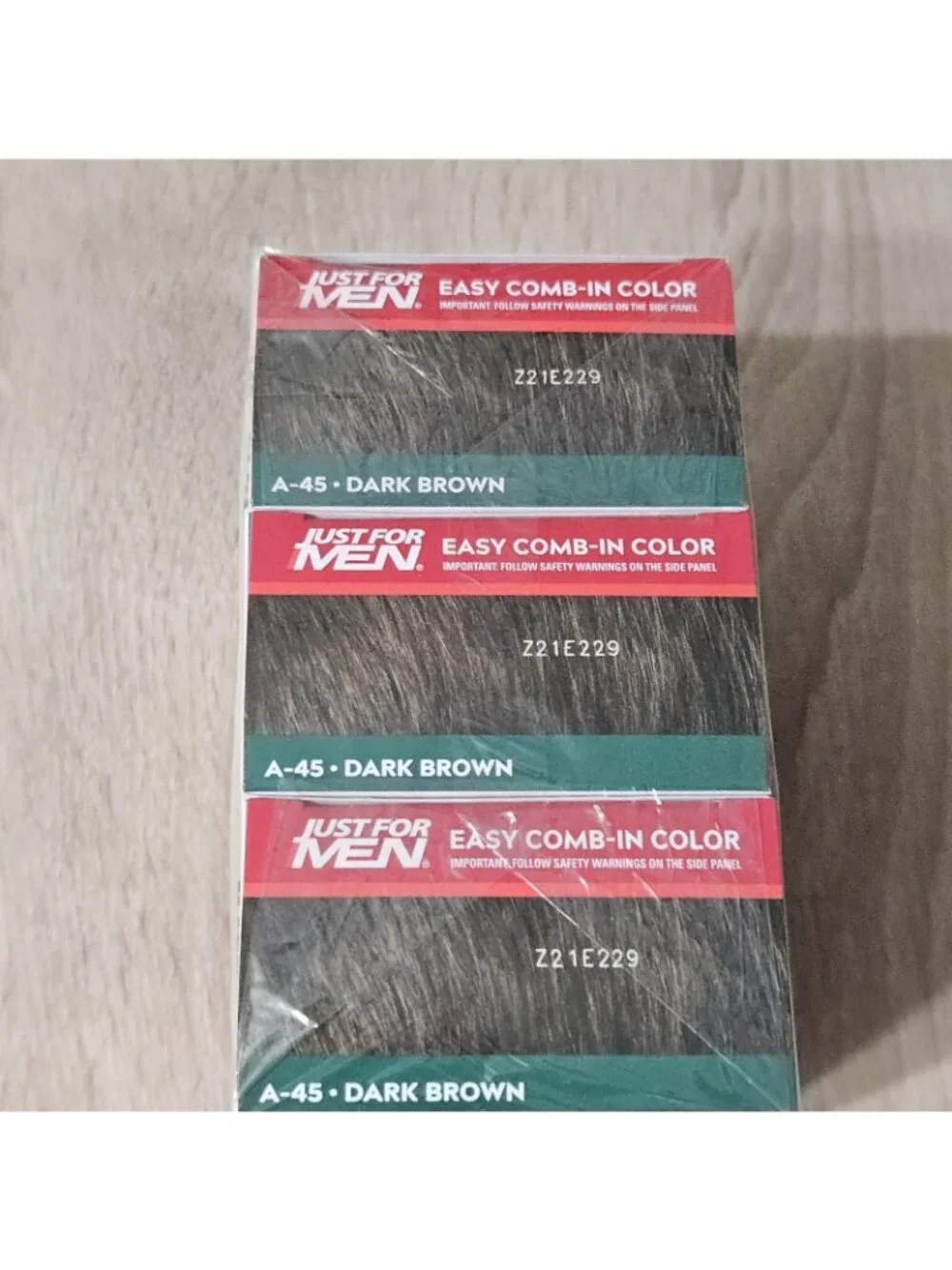 Just For MEN Easy Comb-In Permanent Hair Color - A-45 Dark Brown, Lot of 3